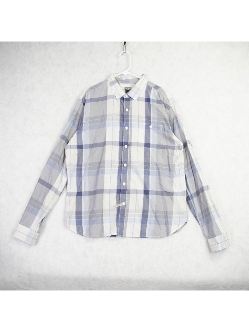 Todd Snyder NYC Mens Lightweight Plaid Button-Down Shirt Size XL Blue & White